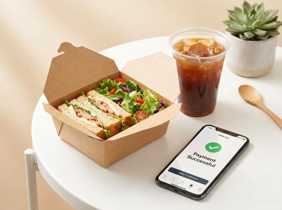Sample pesanan takeaway dan pembayaran digital
